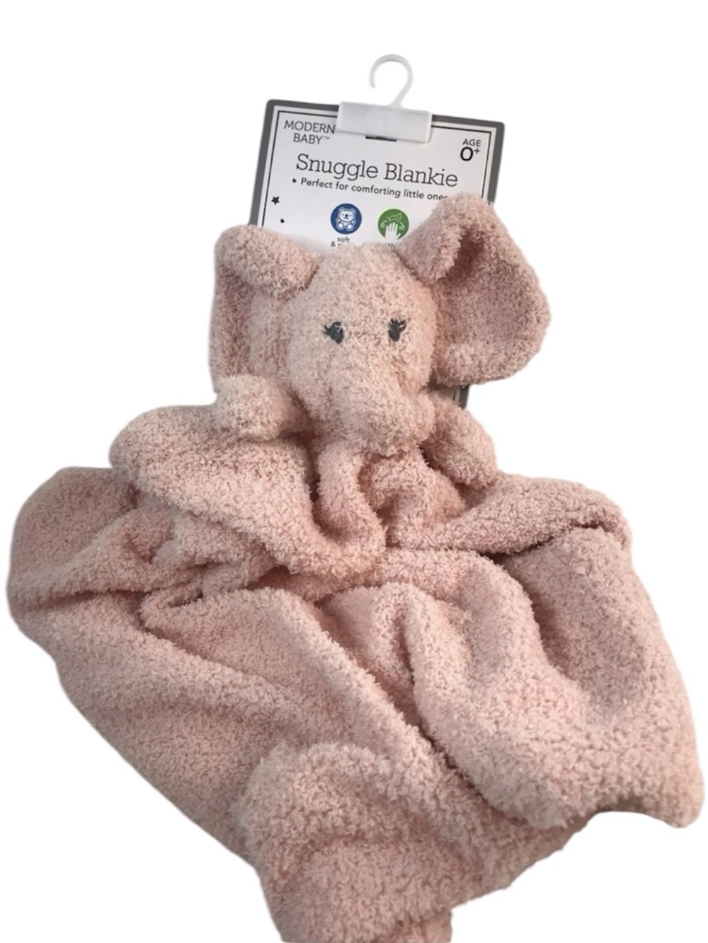 Modern Baby Plush Snuggle Blankie Pink ELEPHANT Lovey Security Blanket Nunu NEW